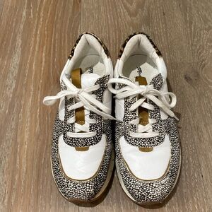 Madewell platform animal print and white leather sneakers